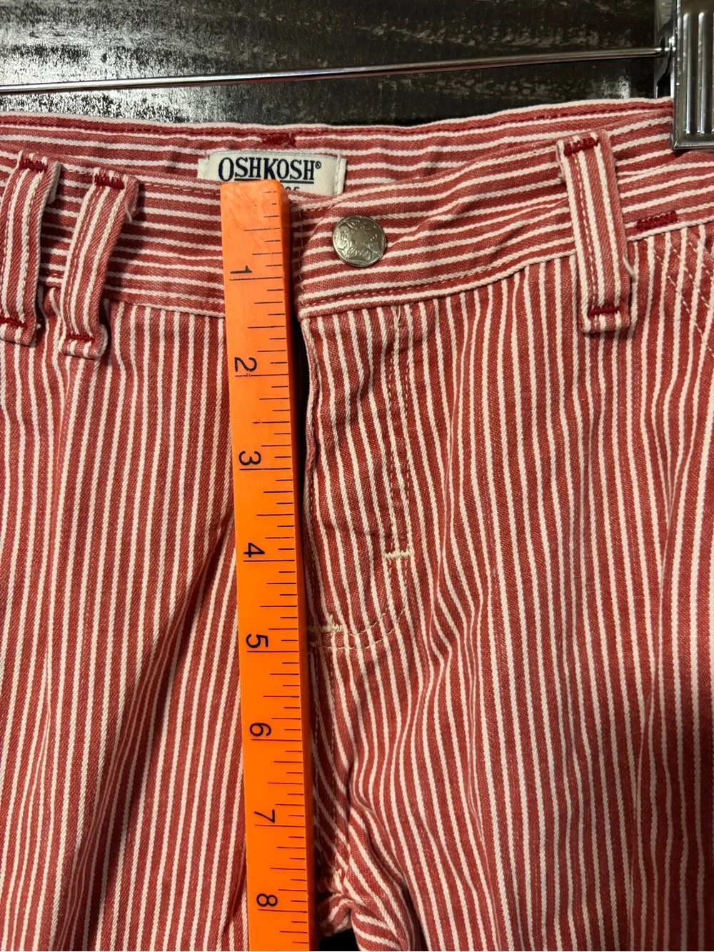 VTG OshKosh B'gosh Red Striped Straight leg Jeans w/ Heart Pocket Carpenter 10